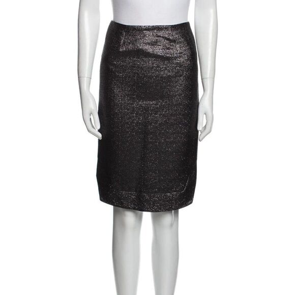 Johnathan Simkhai Black & Silver Metallic Shimmer Pencil Skirt. Size 8. EUC! - Picture 1 of 6
